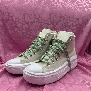 Converse High-Top Canvas Sneakers in Light Green
